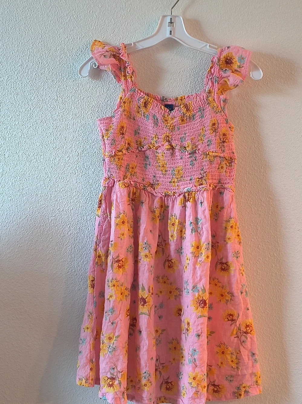 Old Navy Pink Floral Smocked Sundress with Ruffle Straps